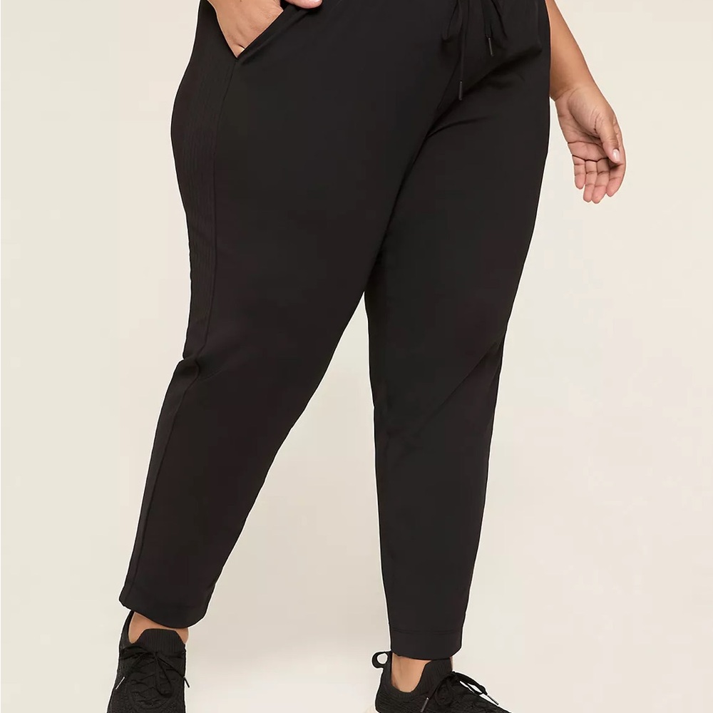 Lane Bryant Black Track Pants with Tapered Leg